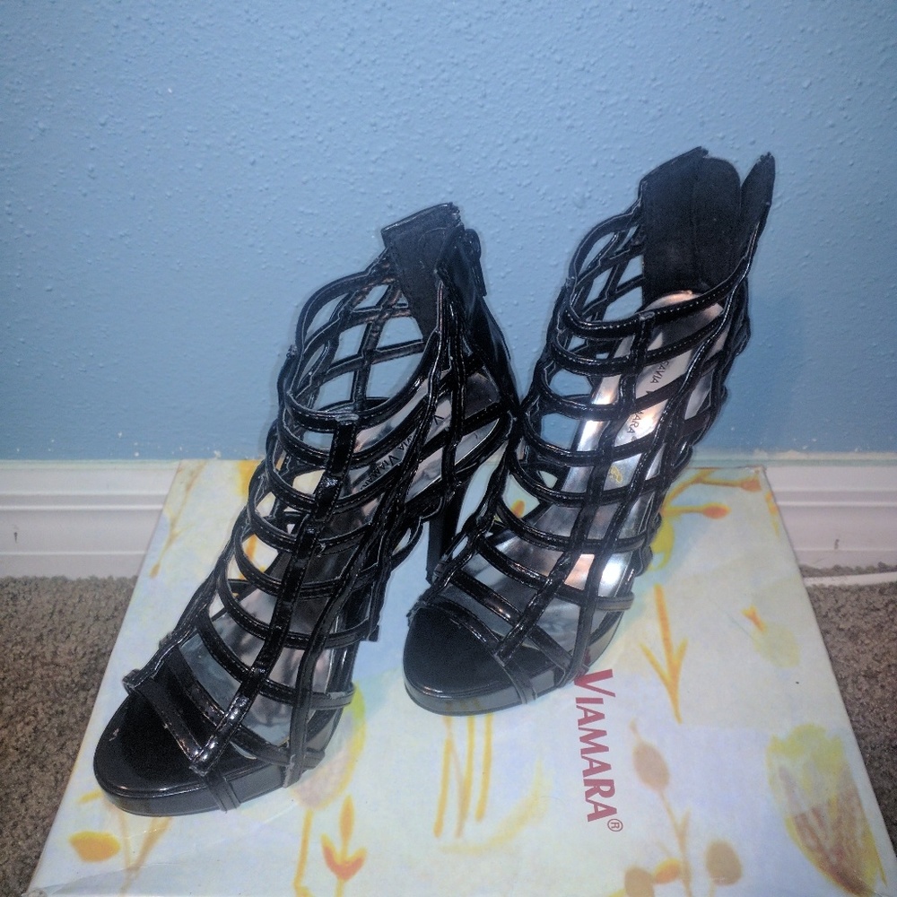 Black strappy heels